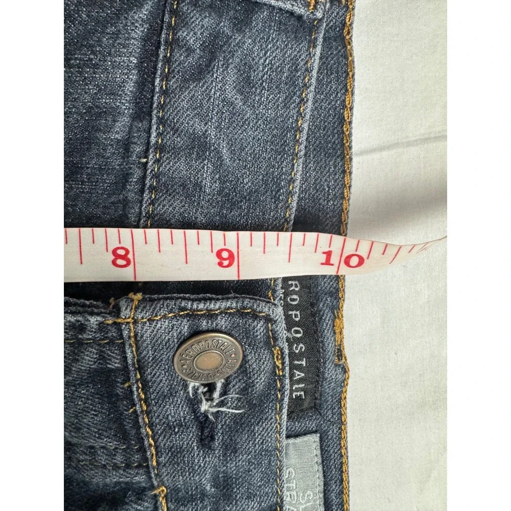 Aeropostale Mens Slim Straight Jeans Dark Wash Blue Button Fly 32x34 Denim